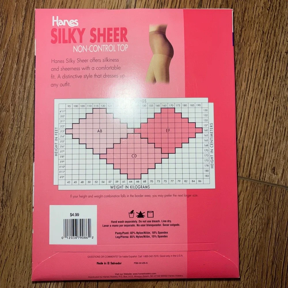 Hanes Silky Sheer Pantyhose Barely Black Size AB Sandalfoot Non-Control Top 2002